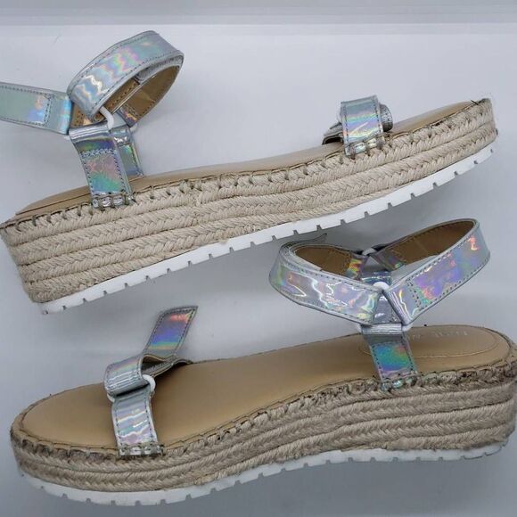 Y2K Inspired Chunky Iridescent Metallic Wedges Nine West Size 9 - Picture 1 of 7